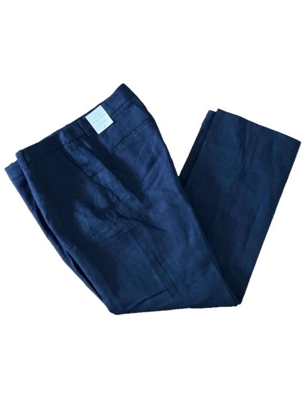 Talbots Women Pants Southampton Straight Leg Indigo Blue 14 100% Washable Linen